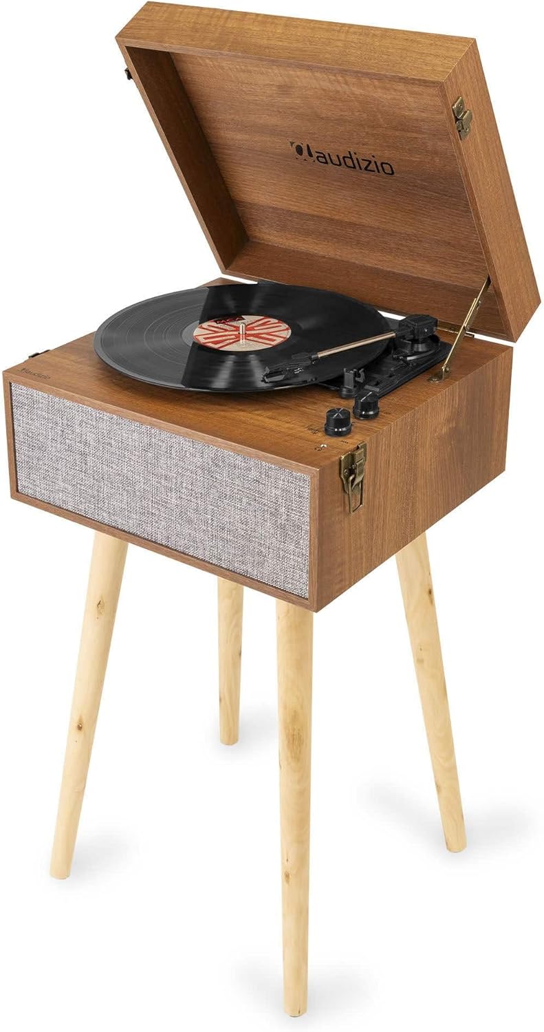Retro Record Player with Legs Bluetooth Vinyl Turntable MP3 Recorder