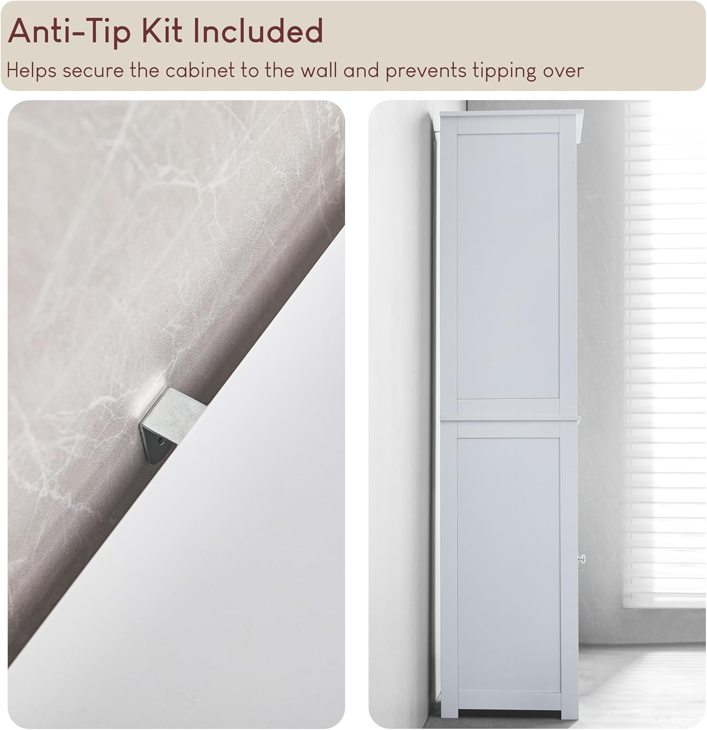 Bathroom Tallboy Cabinet Mirror Shelf Cupboard White