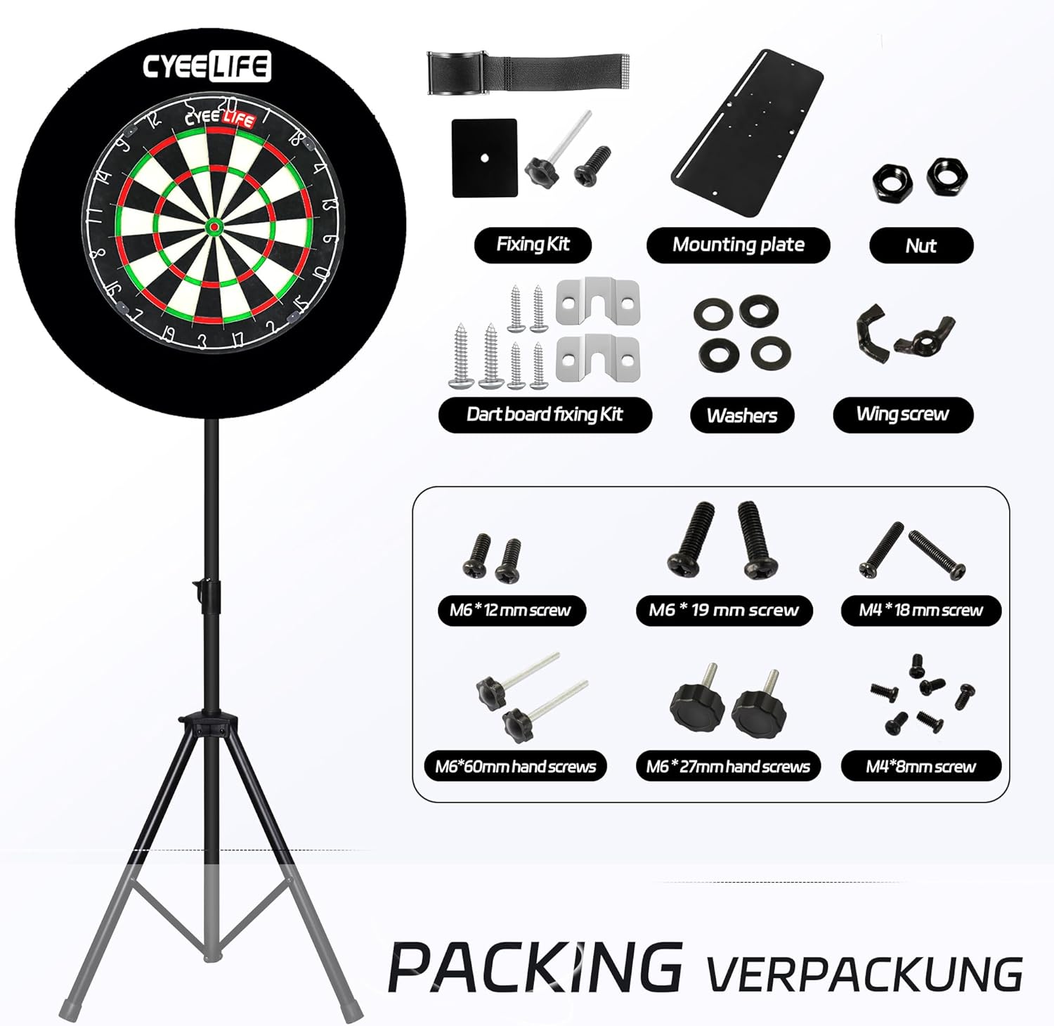 Dart Board Stand Tripod Adjustable Portable Free Standing