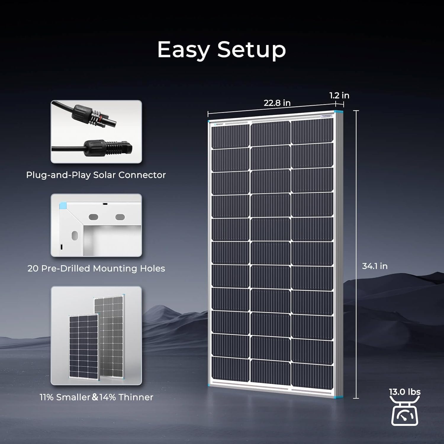 100W 12V N Type Solar Panel 25 High Efficiency Off Grid