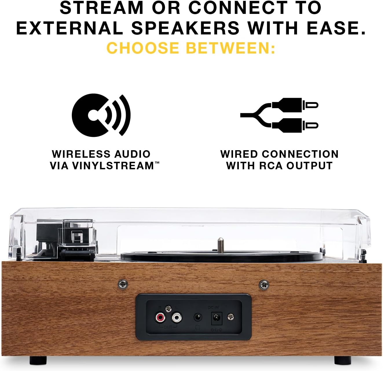 Oak Record Player With Speakers Bluetooth 3 Speed