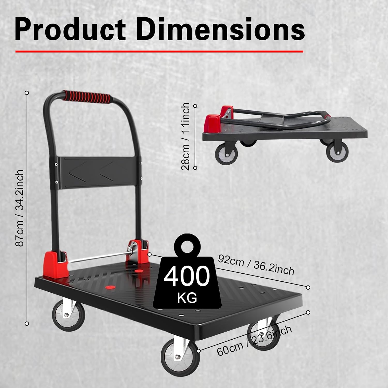 Heavy Duty Folding Platform Trolley 400KG Push Cart
