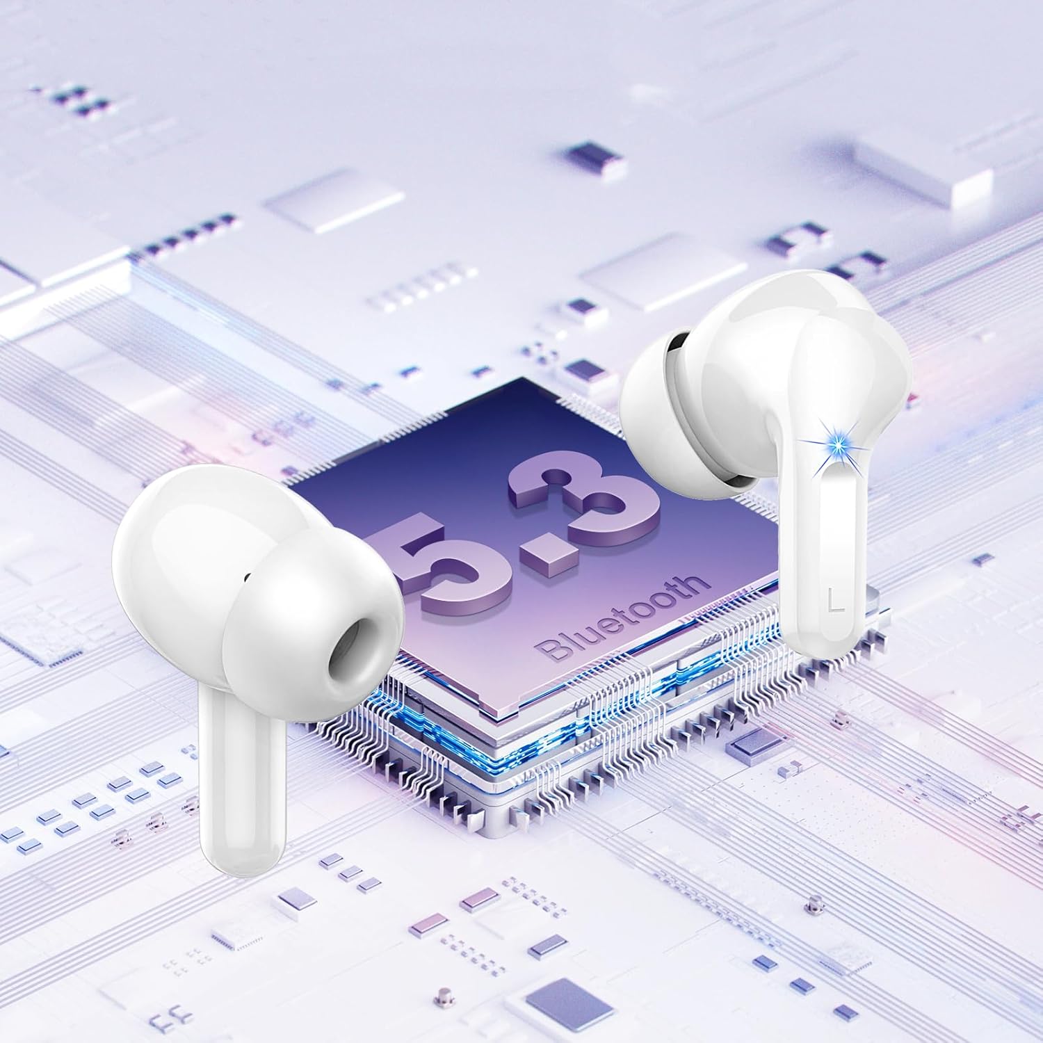 Bluetooth 5.3 Wireless Earbuds ENC Noise Cancelling 40H LED Display