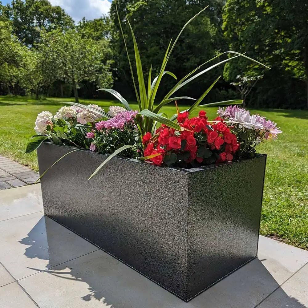 Galvanised Trough Planter 100cm Lightweight Outdoor Indoor