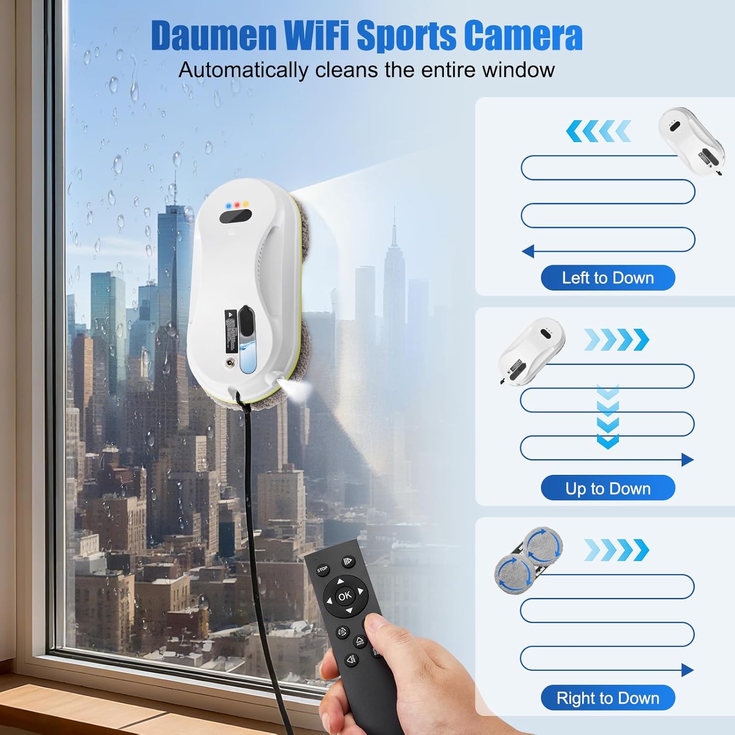 Window Cleaning Robot 5600Pa Auto Spray Smart Glass Cleaner