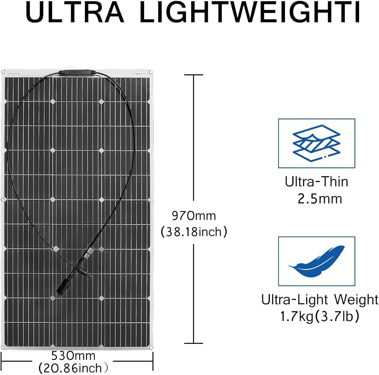100W Flexible Solar Panel Portable Lightweight High Efficiency RV Boat