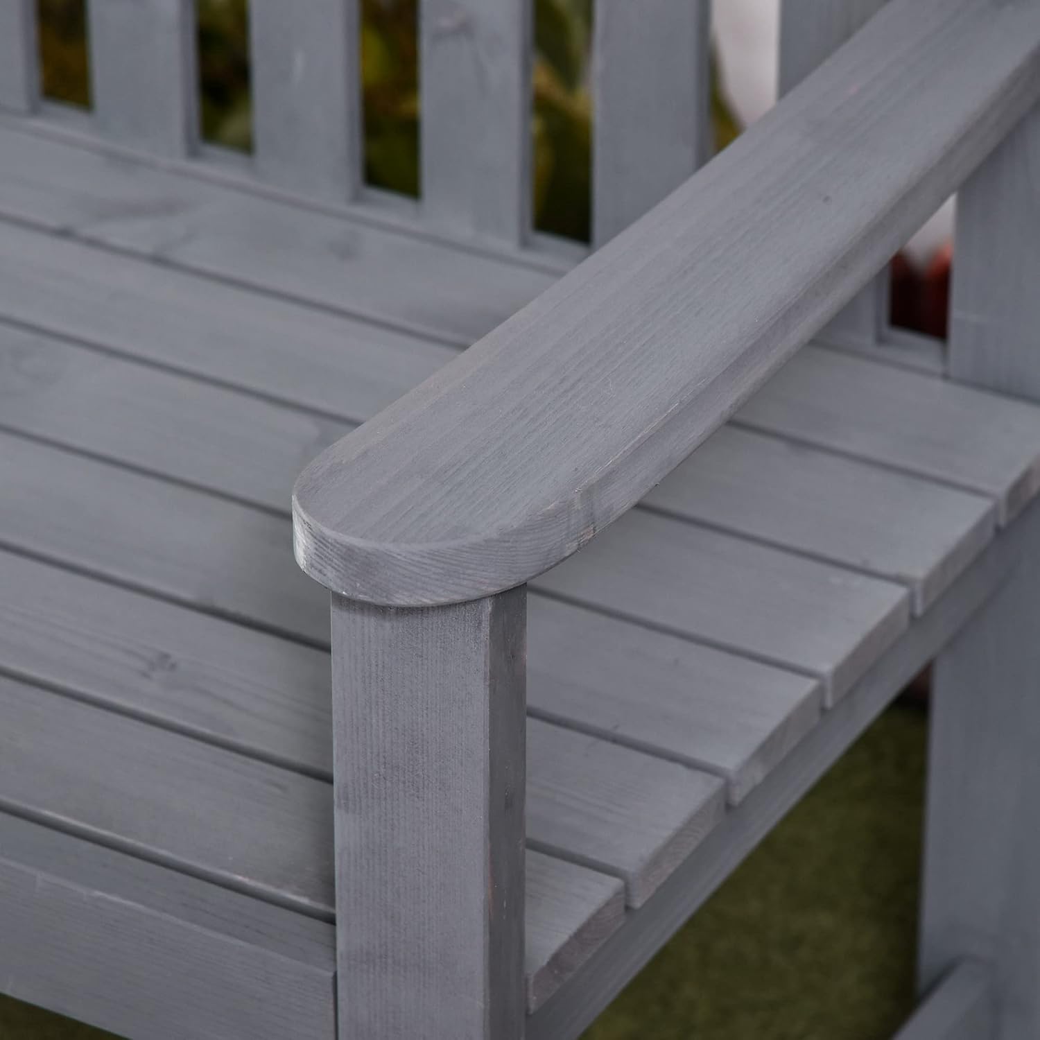2 Seater Wooden Garden Bench with Armrests Outdoor Patio Seat