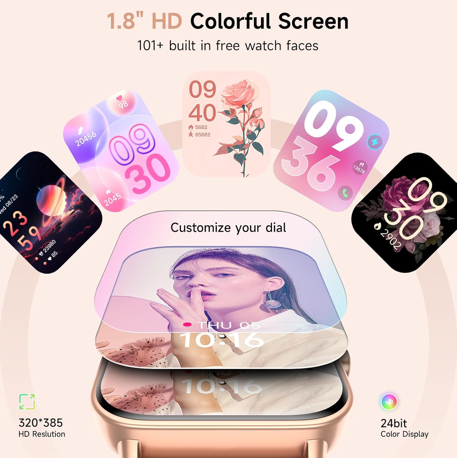 Women Smart Watch Alexa Call 100 Sports IP68