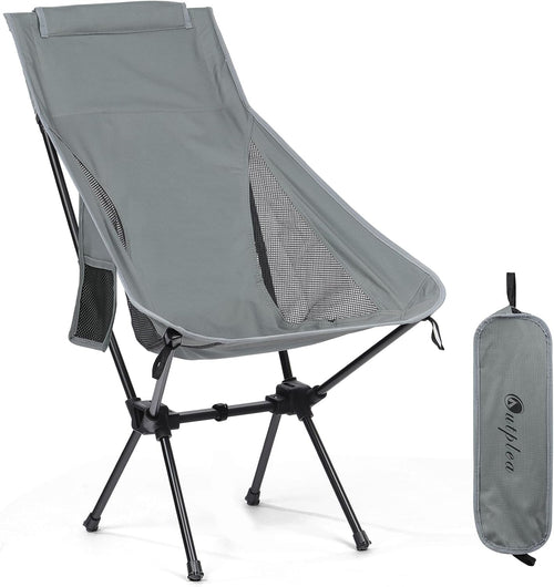 High Back Lightweight Camping Chair Portable Folding Outdoor Seat Grey