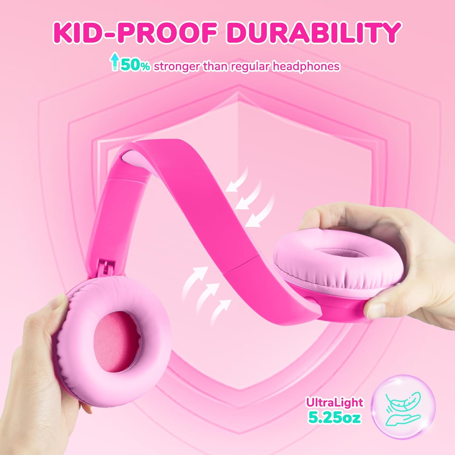 Kids Bluetooth Headphones Safe Volume 60 Hour Battery With Mic