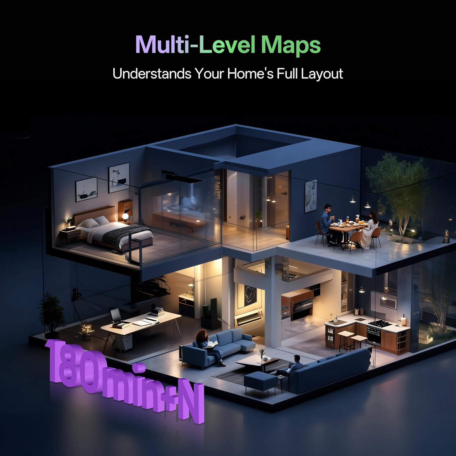 Robot Vacuum Mop 10000Pa Bagless Self Empty LiDAR Mapping App