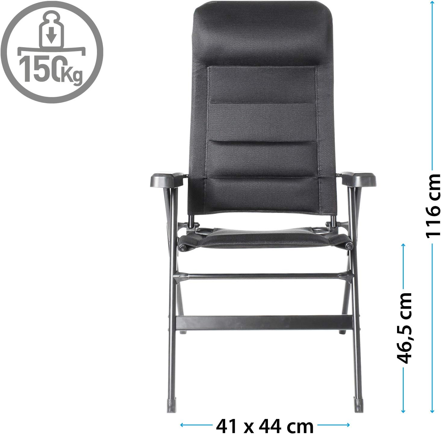 Reclining Folding Camping Chair 7 Position Aluminum Frame Padded Seat