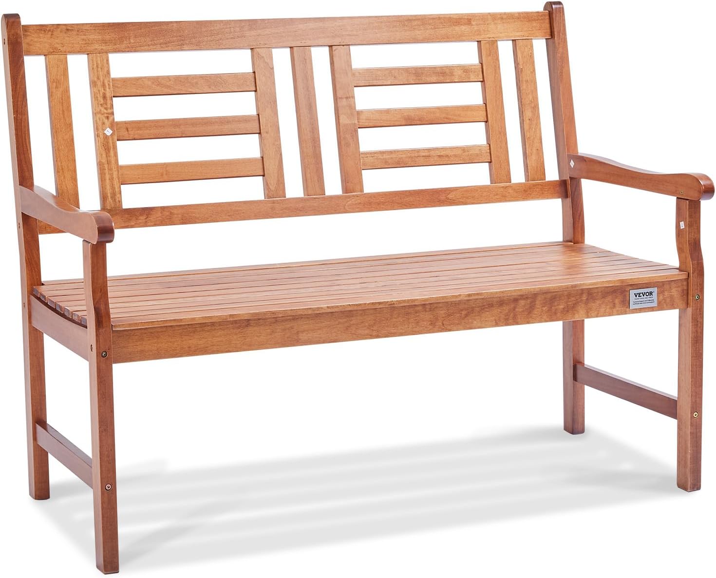 48" Wooden Garden Bench 3 Seater Patio Park Seat w/Armrests