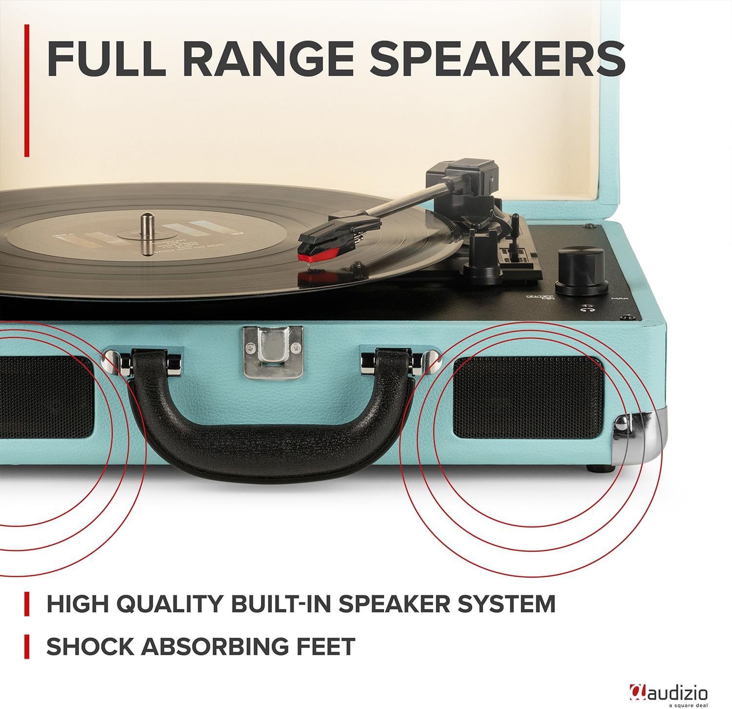 Portable 3-Speed Vinyl Record Player with Built-In Speakers & USB