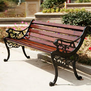 Outdoor Garden Bench Cast Iron Steel Patio Park Bench 120cm Seat