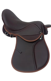 Brown Synthetic Leather Horse Saddle 16 Seat Lightweight