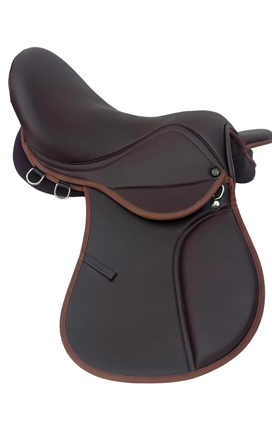 Brown Synthetic Leather Horse Saddle 16 Seat Lightweight