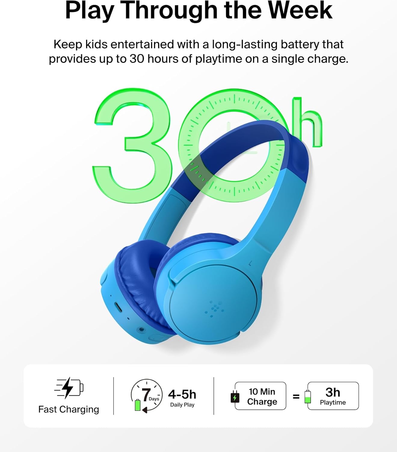 Kids Bluetooth Headphones With Mic Safe Volume 30 Hour Playtime