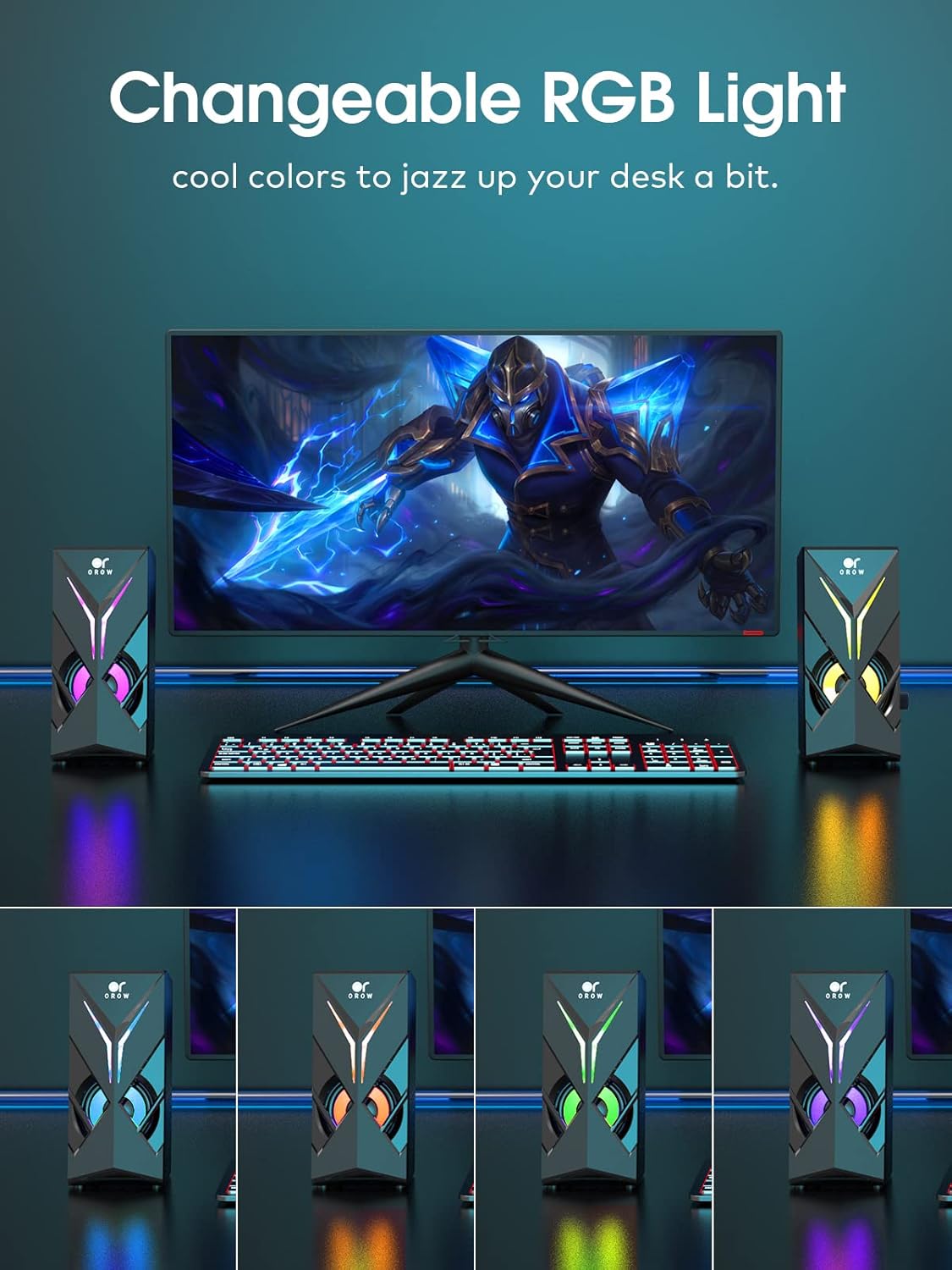 RGB Computer Speakers 10W Desktop Gaming Speakers AUX LED