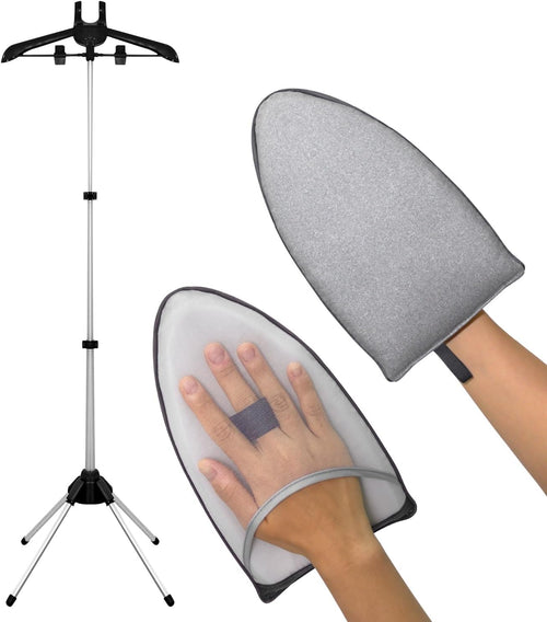 Clothes Steamer Rack Stand Adjustable Hanger with Ironing Glove