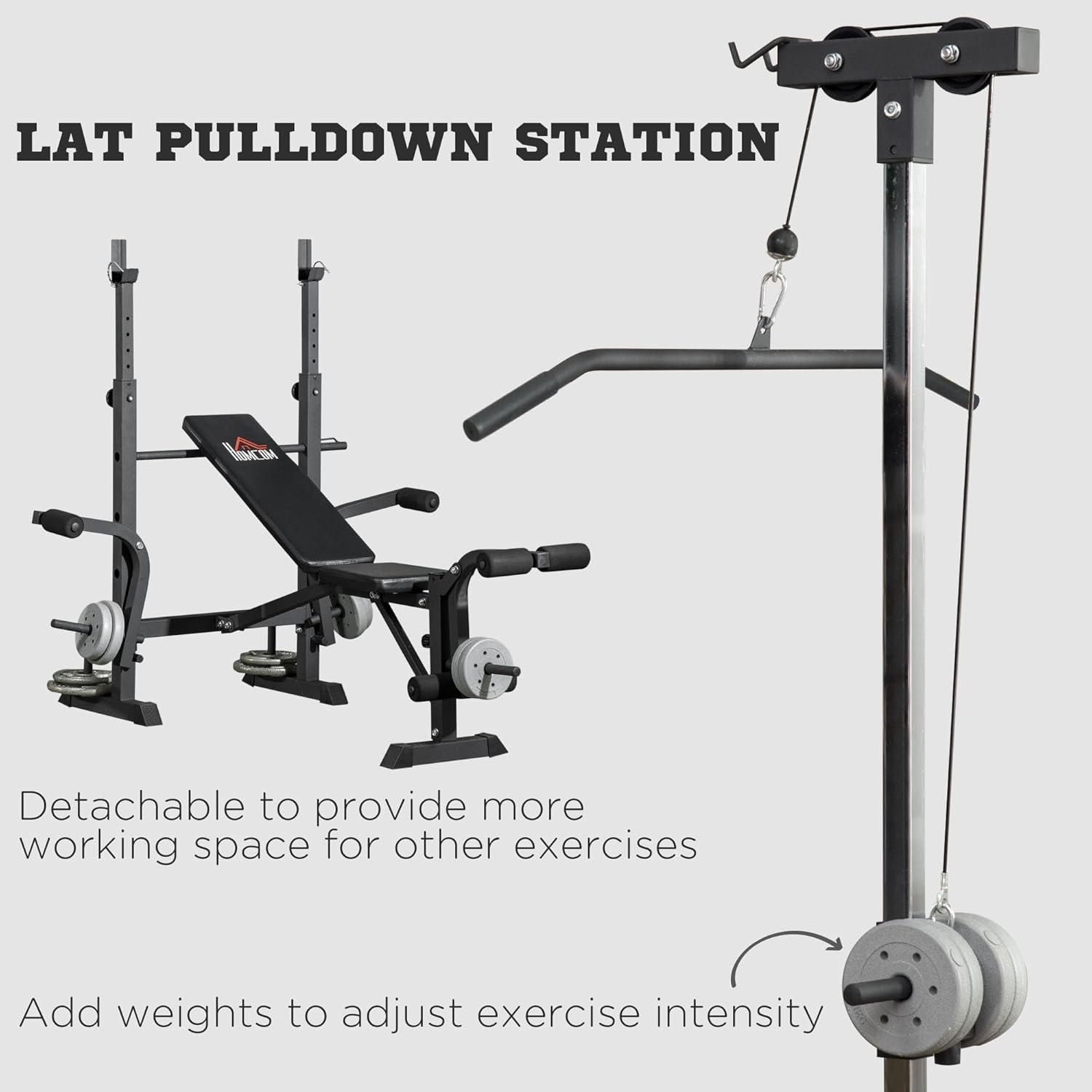 Adjustable Weight Bench Home Gym Set Squat Rack Pulley System