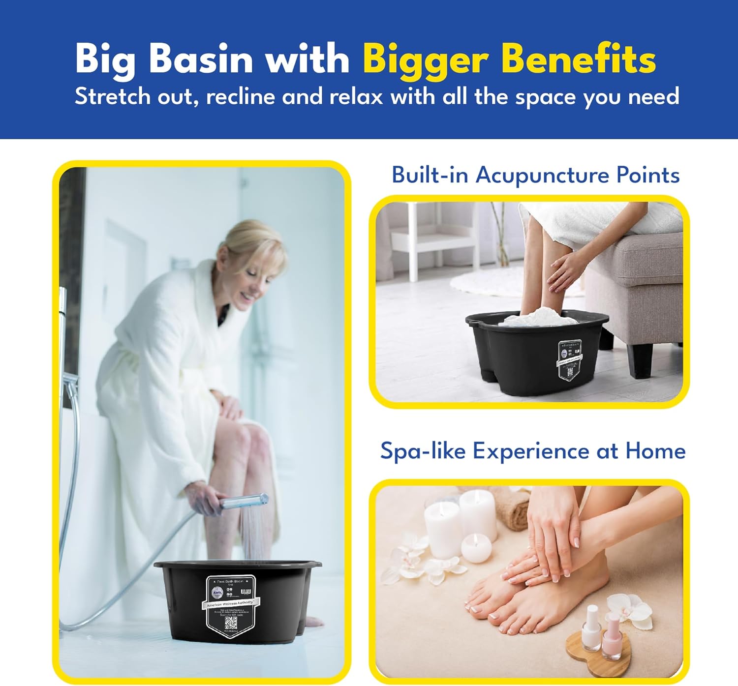Foot Soaking Tub Large Pedicure Basin Spa Foot Bath Bowl