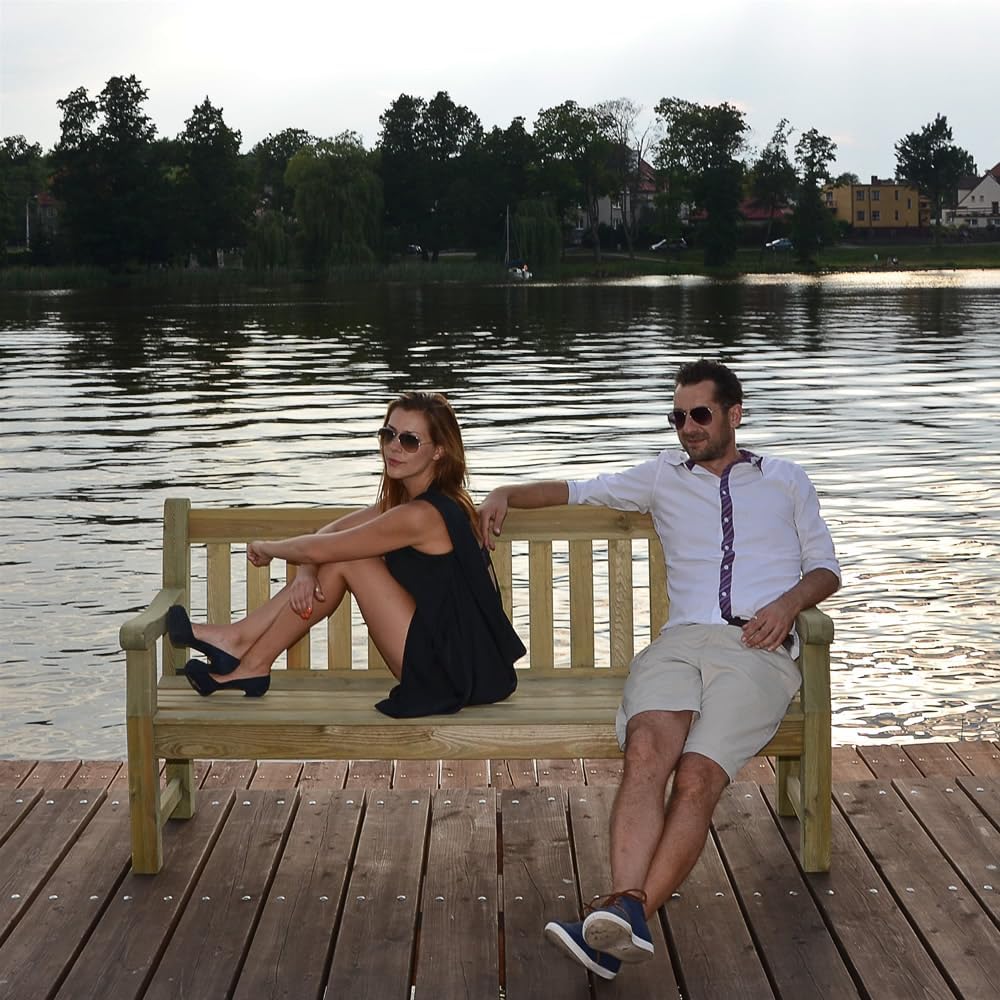 5ft Wooden Garden Bench 3 Seater Pine Patio Park Seat