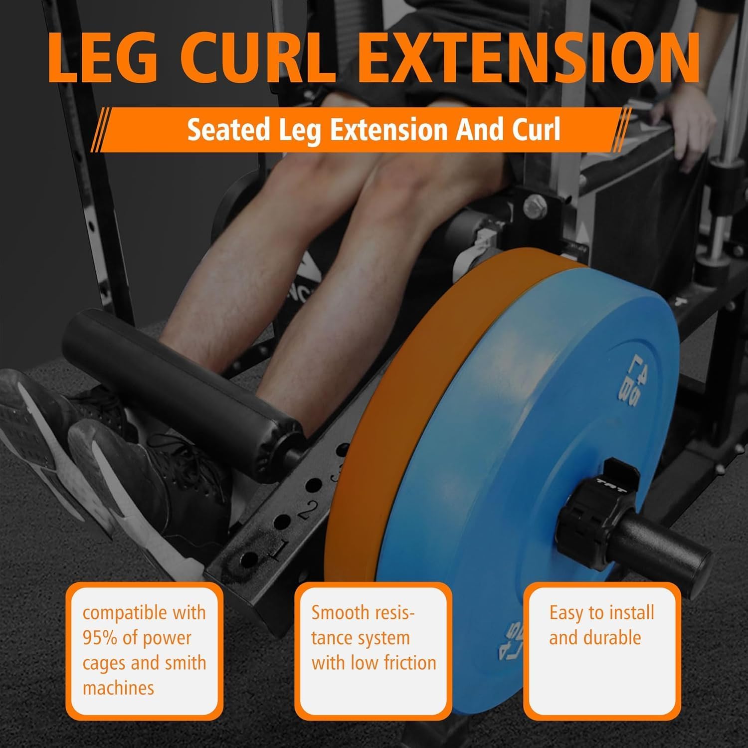 Leg Extension Curl Attachment Squat Rack Adjustable Leg Trainer