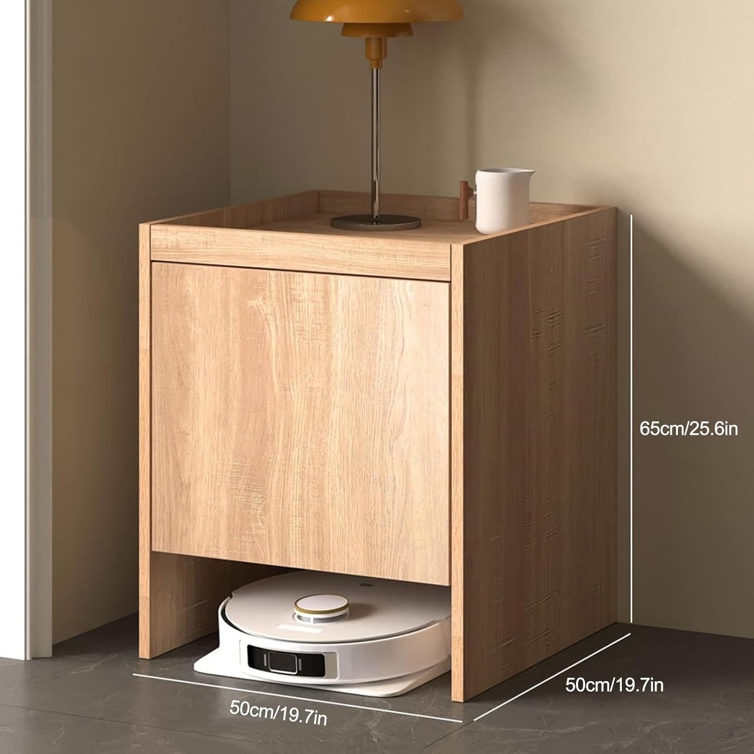 Robot Vacuum Storage Cabinet Side Table Pull Out Shelf 65cm