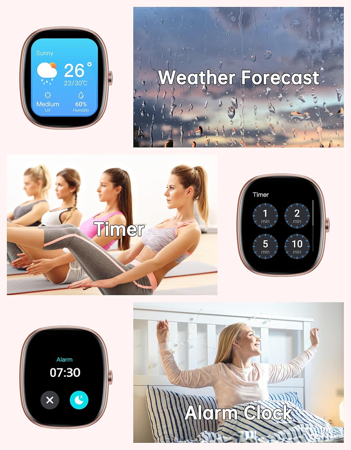 Women Smart Watch Bluetooth Call 100 Sports Fitness Tracker
