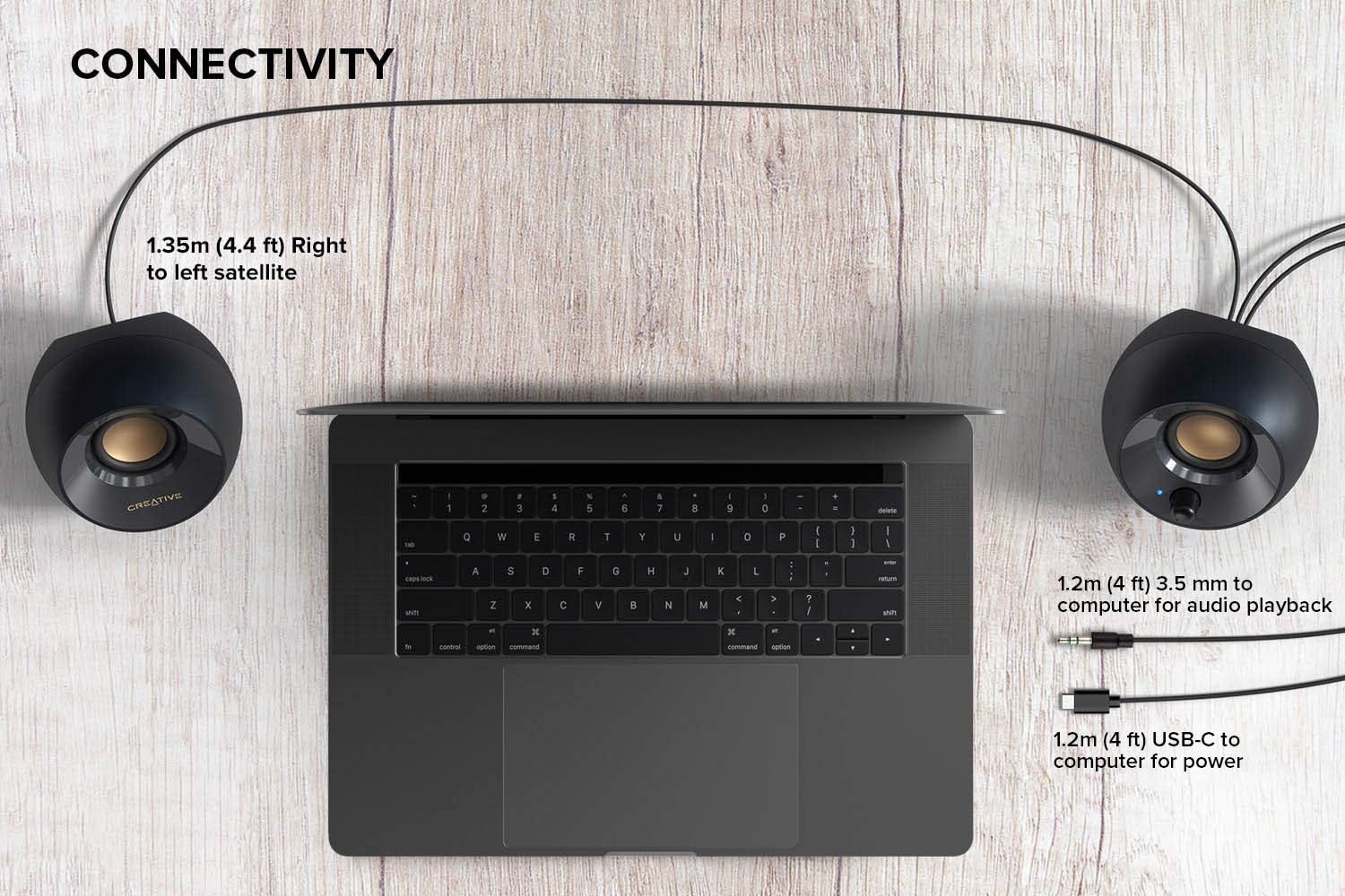 USB C PC Speakers Stereo Desktop Audio AUX Compact