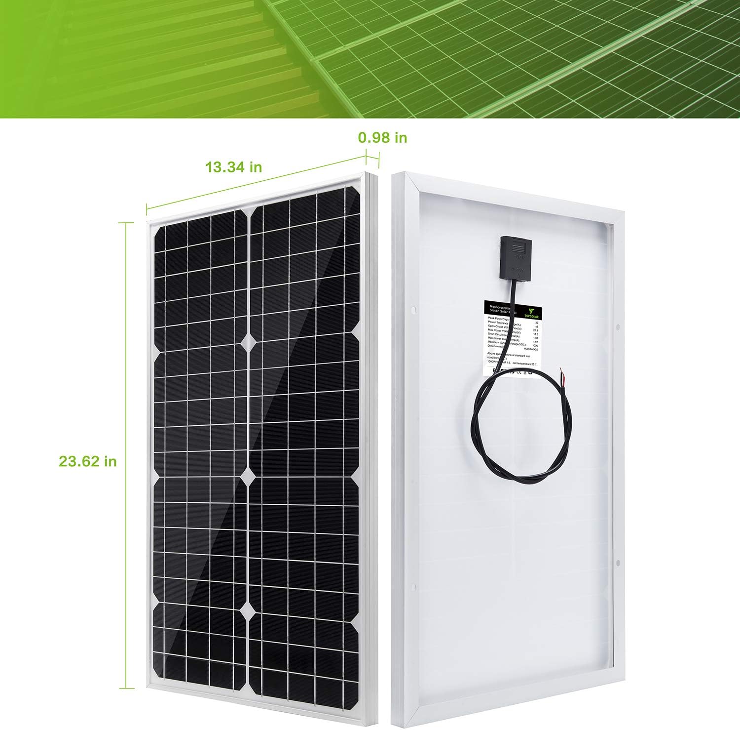 30W 12V Solar Panel Kit Battery Charger Controller RV Boat