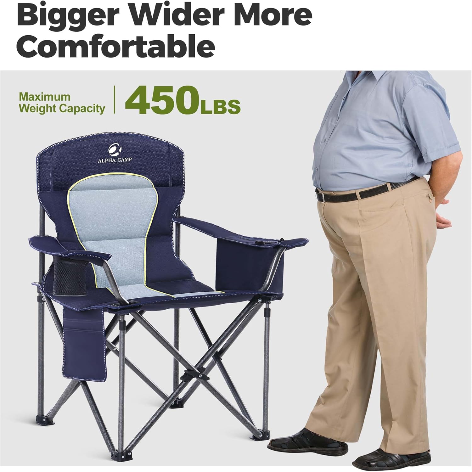 Camping Chairs 2 Pack 200kg Cooler Bag Blue