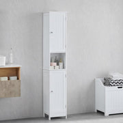 Bathroom Tallboy Storage Cabinet 2 Door Shelf Unit White