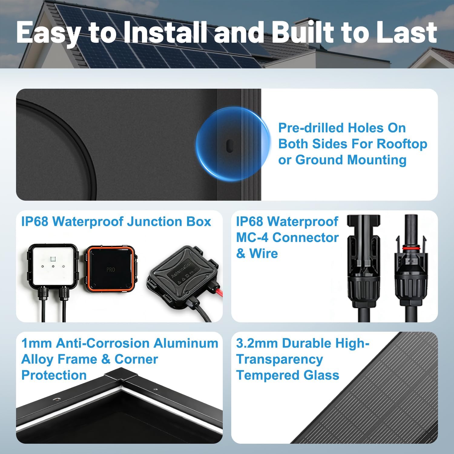 200W Solar Panel IP68 Waterproof 25 Percent High Efficiency