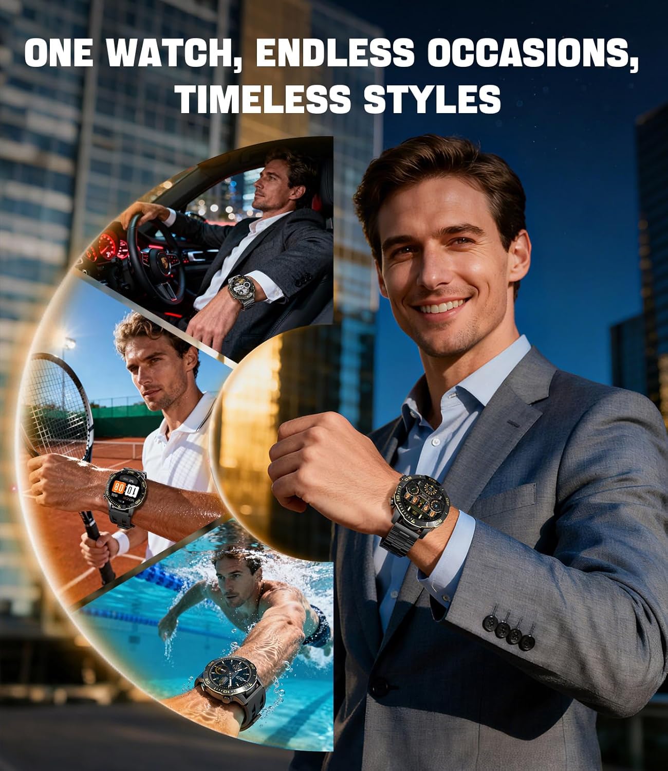 Mens AMOLED Smart Watch Bluetooth Call 170 Sport Modes