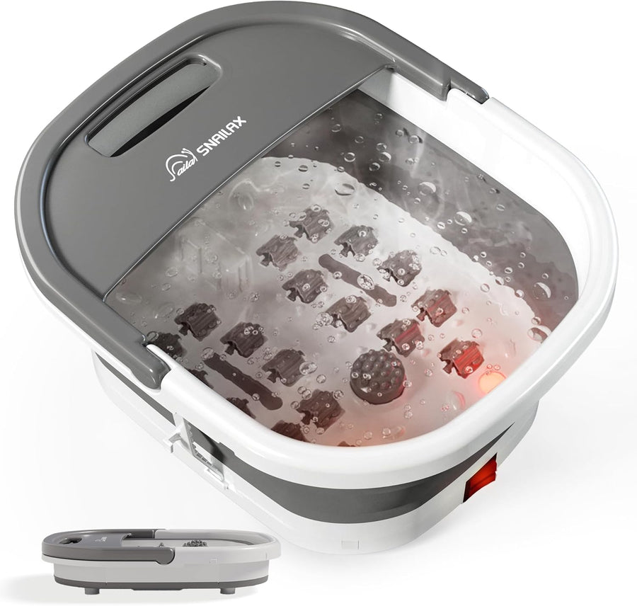 Foldable Foot Spa Massager Heat Bubble Vibration Rollers Temp