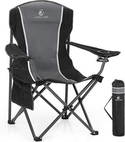 Oversized Folding Camping Chair High Back 160KG Portable Grey
