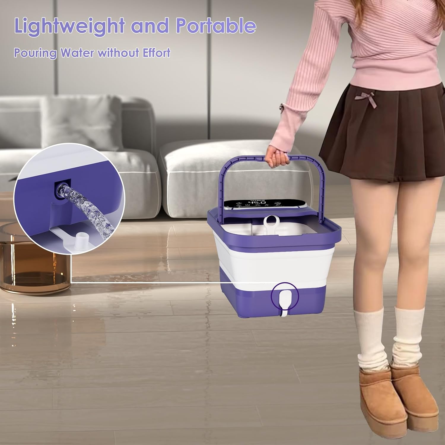Collapsible Foot Spa Massager Heat Bubble Shiatsu Balls Timer