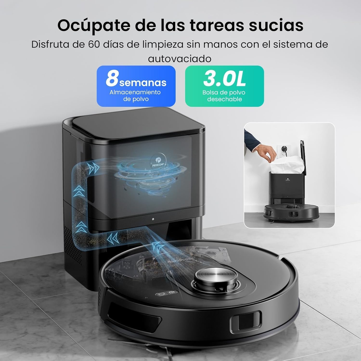 Robot Vacuum Mop 8000Pa Self Empty LiDAR 200Min Pet Hair