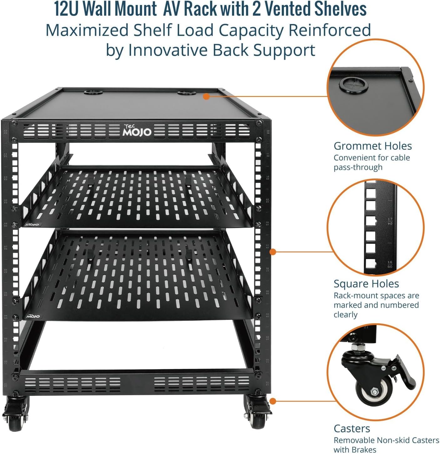 12U Open Frame Network Rack Wall Mount Floor Stand Black