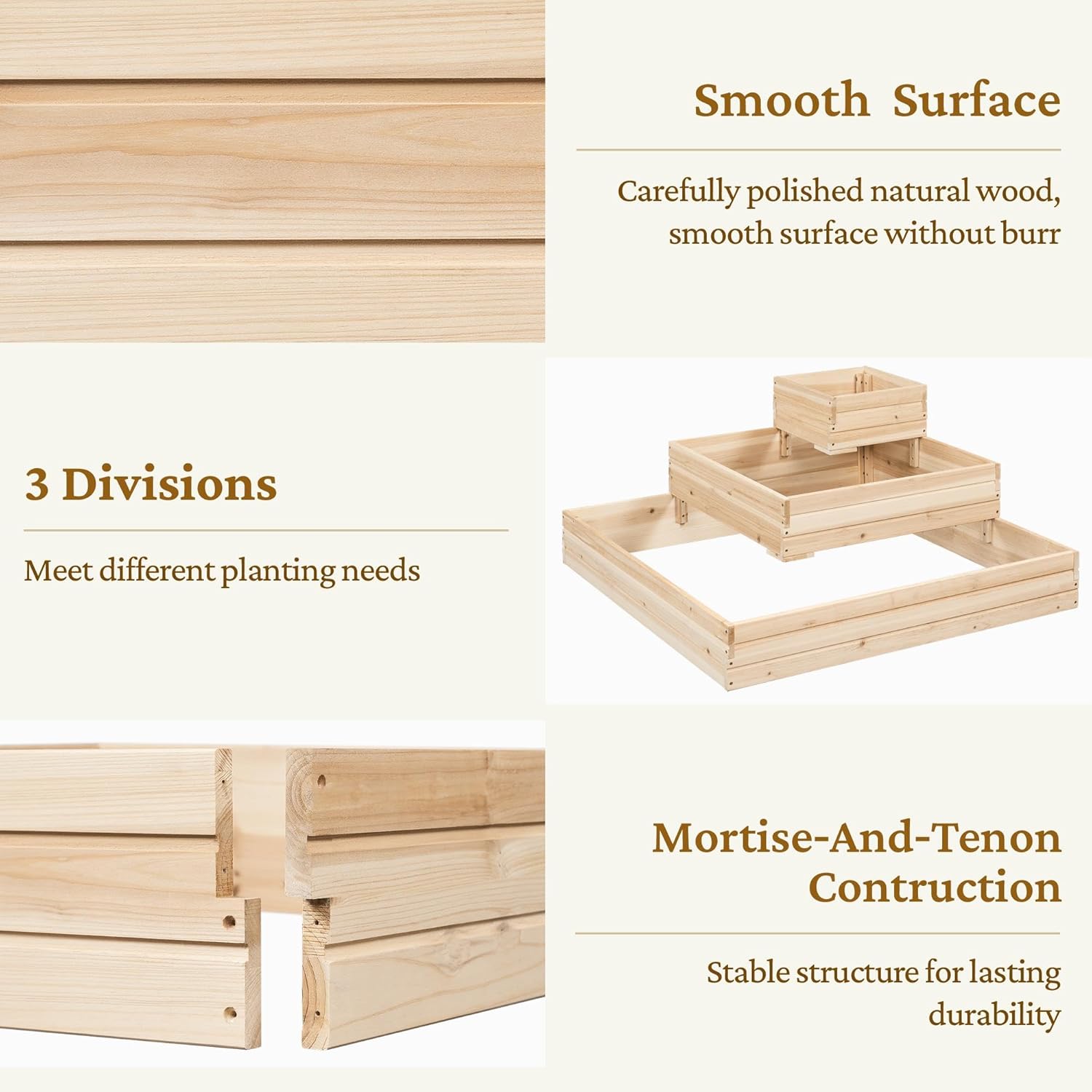 Wooden Raised Garden Bed 3 Tier Planter Box Outdoor Herb Veg 2