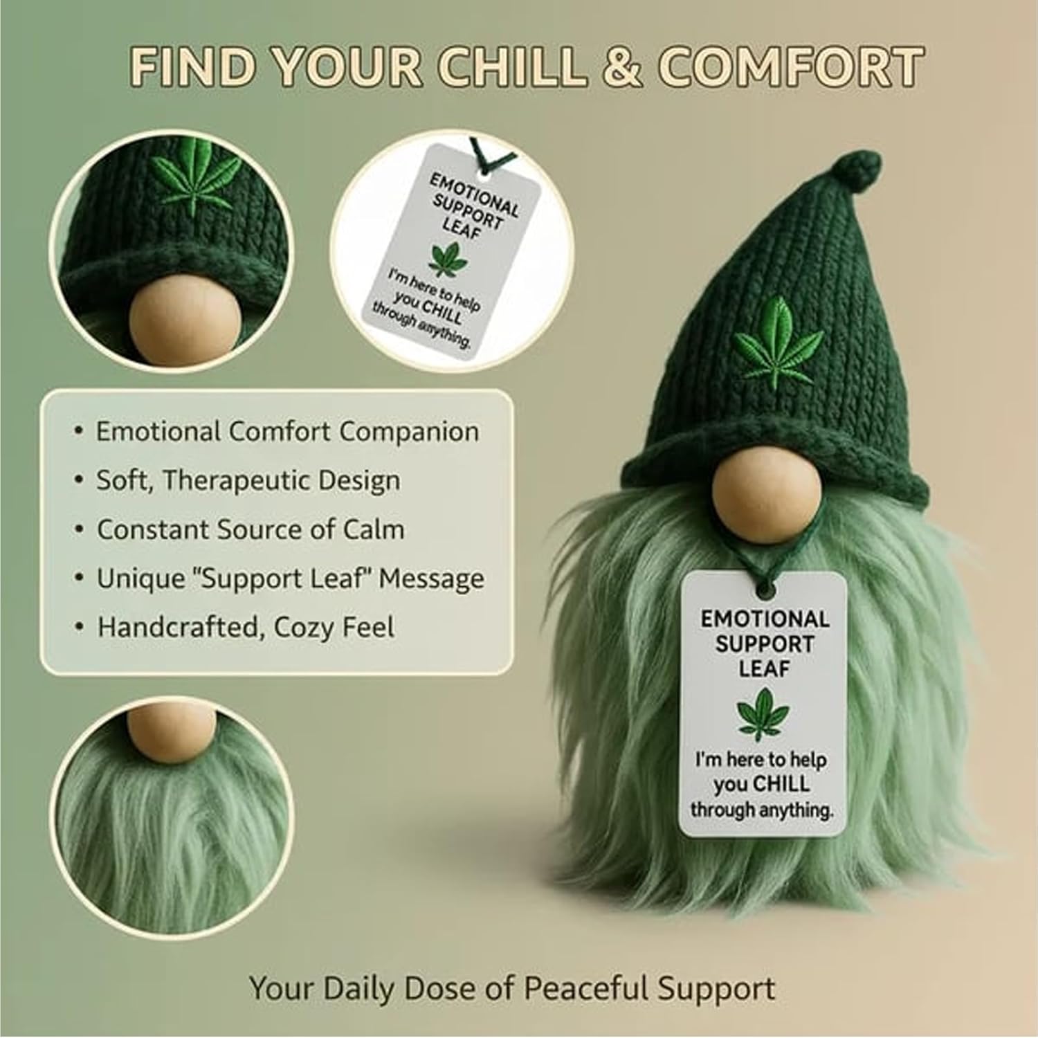 Weed Gnome Emotional Support Figurine Funny Desk Decor Gift