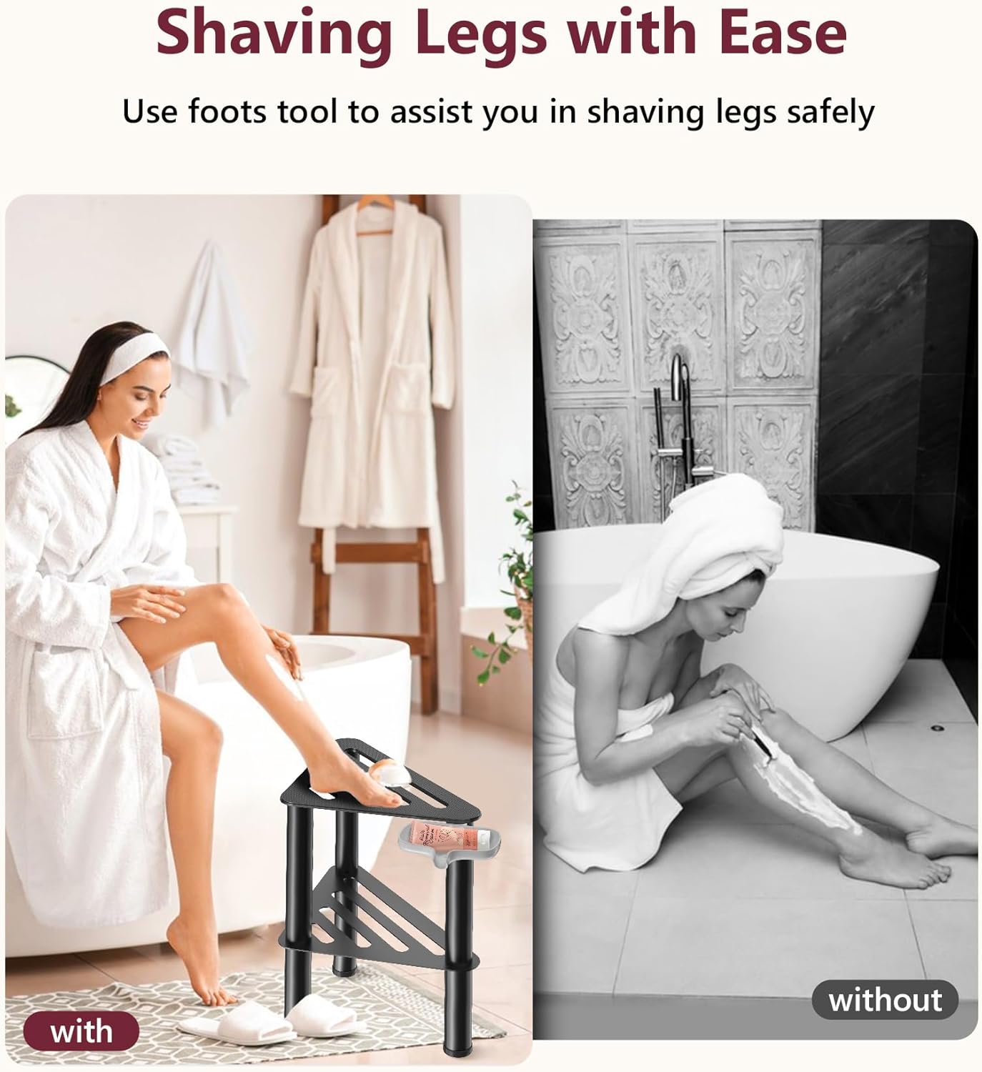 Corner Shower Stool Foot Rest Bench Metal Waterproof Non Slip