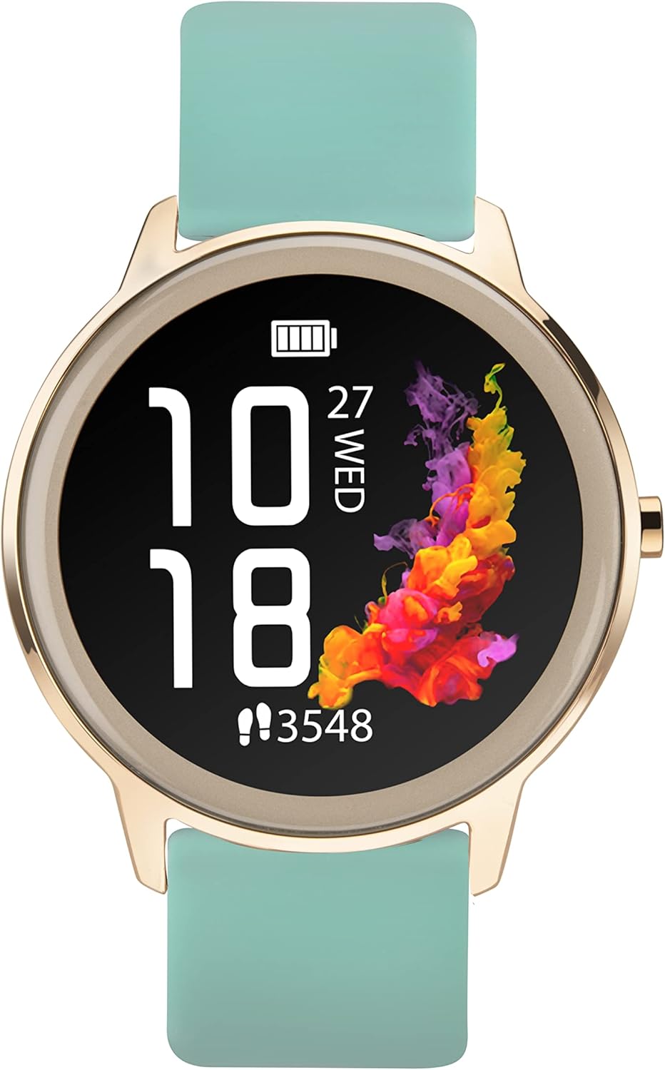 Womens 42mm Smart Watch Silicone Strap Black