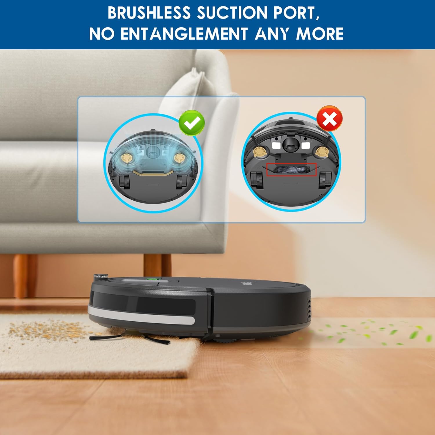 Robot Vacuum Cleaner 3100Pa Strong Suction Slim Tangle Free Auto