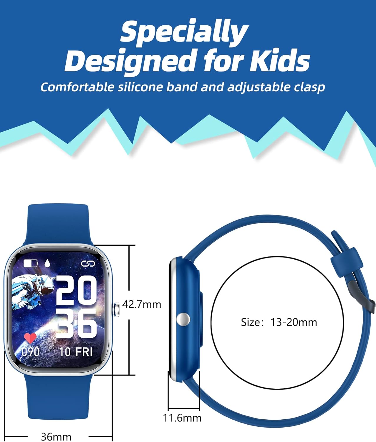 Kids Fitness Smart Watch Blue Heart Sleep Tracker