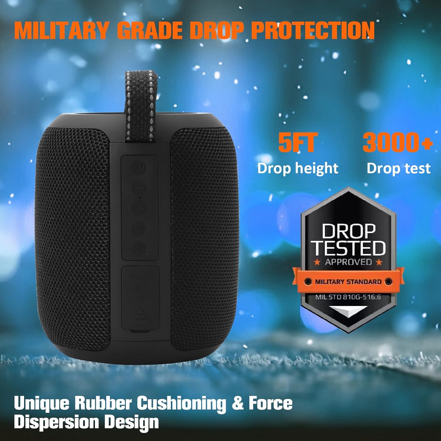 Portable Bluetooth Speaker 16W Stereo RGB Lights 21H Battery TWS