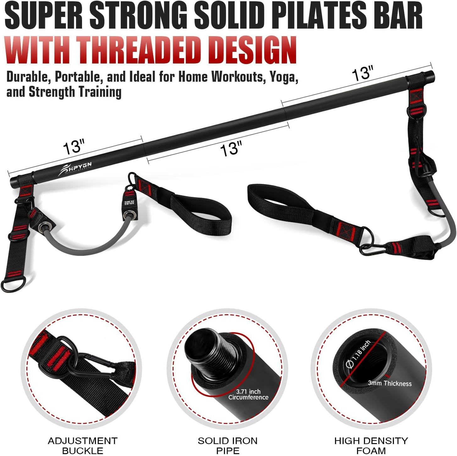 Pilates Bar Kit Resistance Bands 270lb Portable Home Gym Set