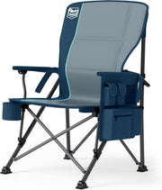 Heavy Duty Outdoor Chair with Lumbar Support Cooler Pocket Blue